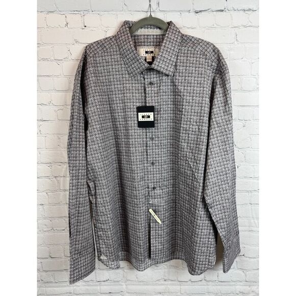 JOSEPH ABBOUD 100% cotton non-iron gray white dress mens shirt XXL NWT - Picture 1 of 5